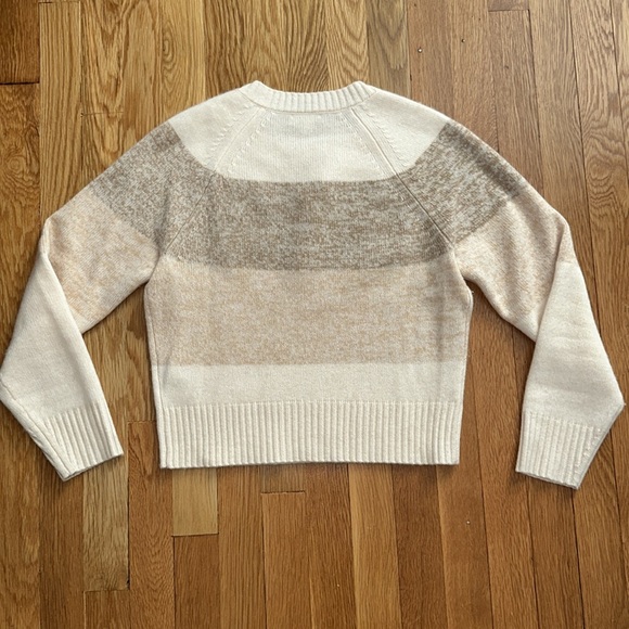 J Crew 100% cashmere marled cropped striped sweater size small Butterscotch - Picture 4 of 4
